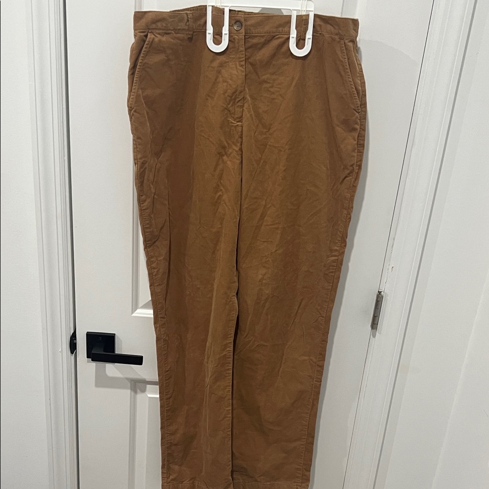 Lands' End Women's Brown Straight Leg Corduroy Pants, Size 18
